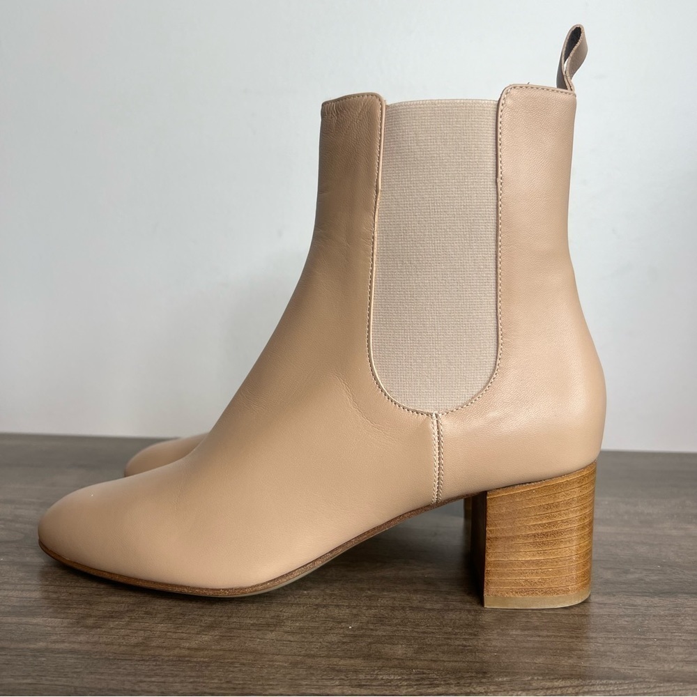 Kahmune Mila Women's Pull On Beige Leather Heeled Bootie Size 39 aka 8.5 #588 - Picture 4 of 10